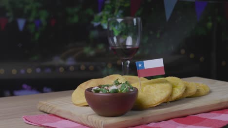 sopaipillas y pebre fiestas patrias chile cocina vino servido en vaso