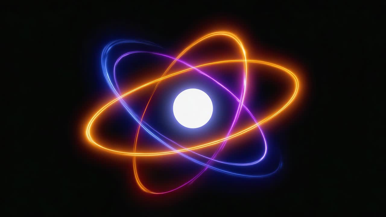 Abstract Glowing Atom or Particle Model