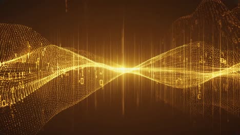 Abstract golden digital wave with binary code