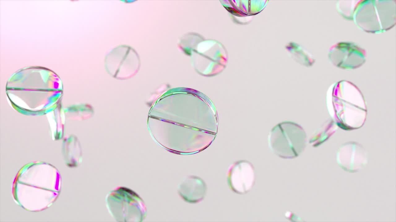 떠다니는 알약의 추상적인 3d 애니메이션