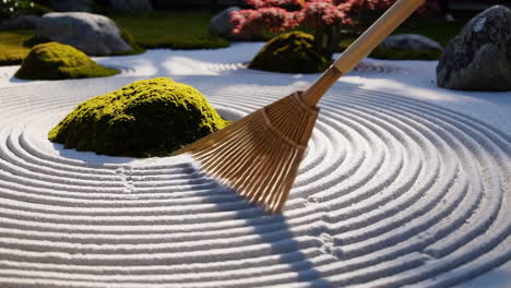 zen garden with rake