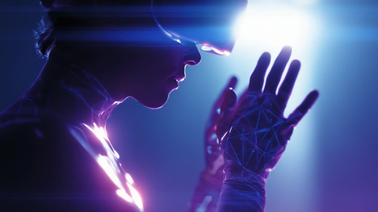 A Futuristic Vision: Exploring Virtual Reality Through the Eyes of a High-Tech User Engaging with Immersive Technology and Interactive Experiences, Blending Art and Innovation in Digital Realms