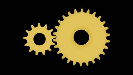 two gears front view seamless rotation. abstract working process. clockwork cogs machinery in motion. teamwork business and technology concept