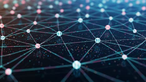 abstract network visualization: a detailed look at connecting nodes and links in a digital space depicting complex interactions between elements