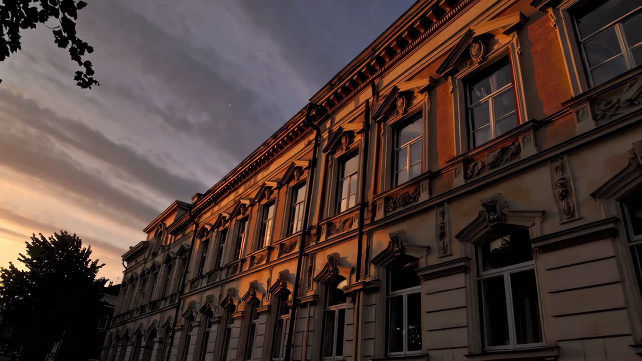 Sunset over an old European building