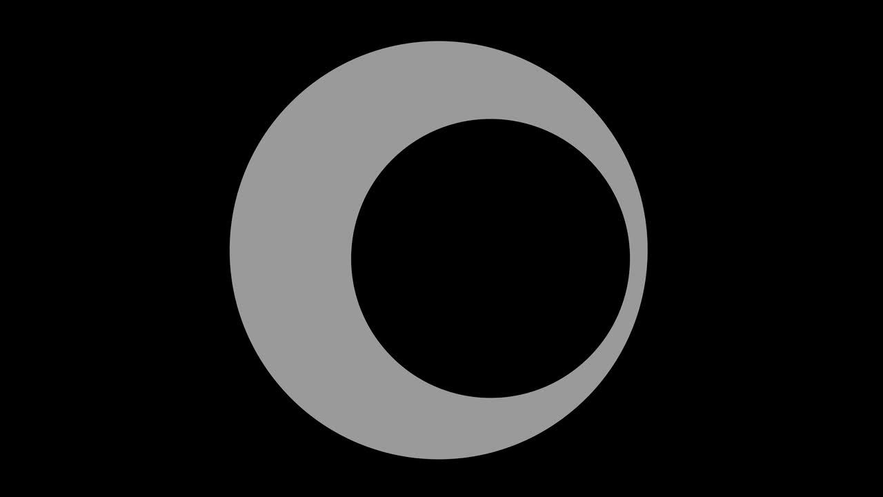 objeto gráfico en blanco y negro con efecto estroboscópico e hipnótico, que gira en el sentido de las agujas del reloj disminuyendo el tamaño de pantalla completa a desaparecer en el centro, en formato de video 16: 9