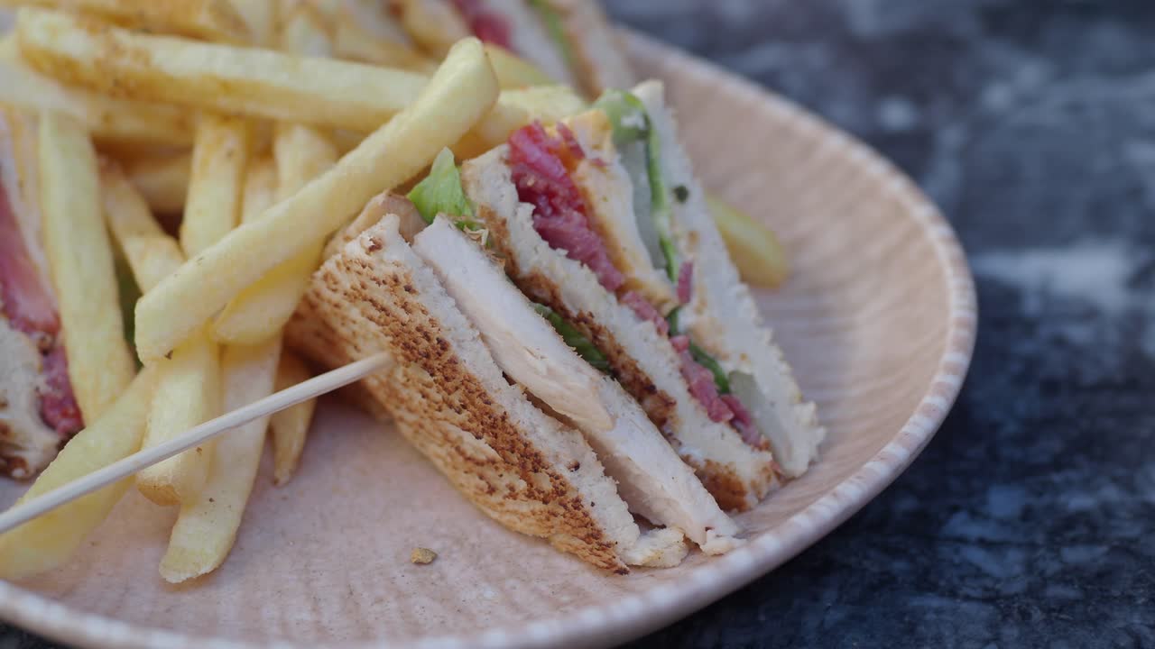 Club Sandwich and Fries