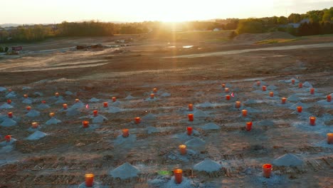 excavation site is prepared to blast and drill rock