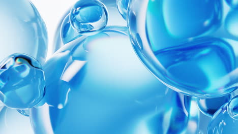 transparent blue liquid bubbles background, 3d rendering.