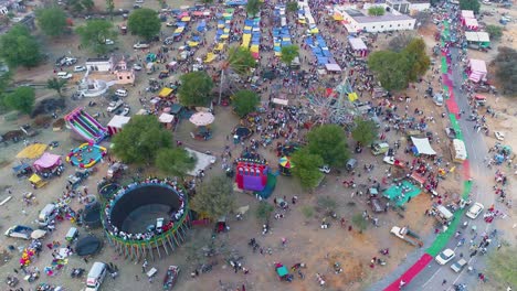 aerial view of fun fair in the outskirts of jaipur rajasthan, india