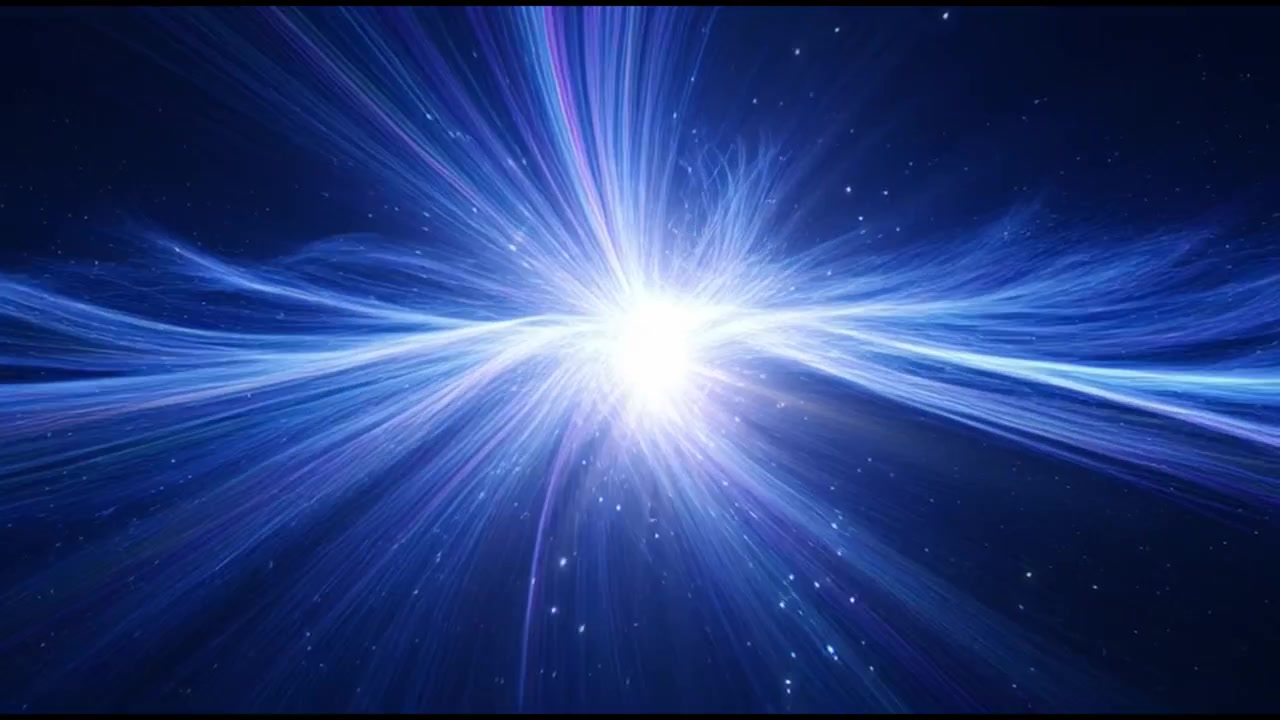 Abstract Blue Energy Waves Converging Into a Glowing Light Core