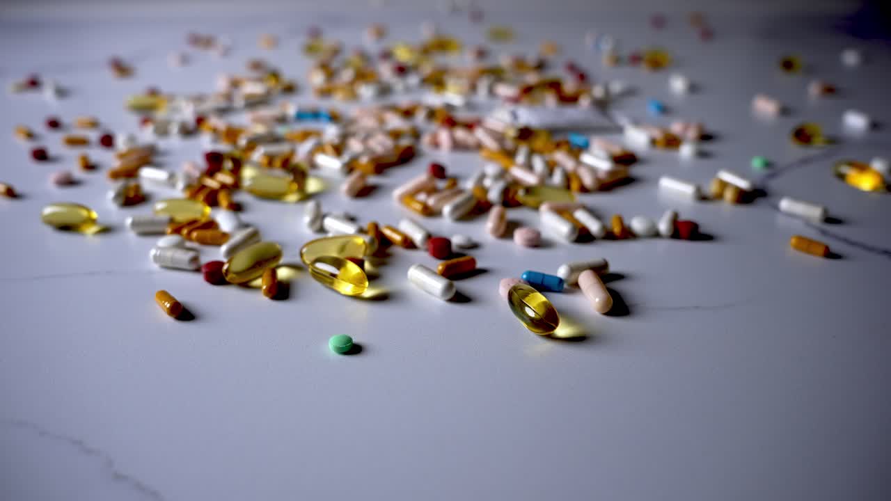 Medical prescriptions, capsules, tablets, falling healthy remedies