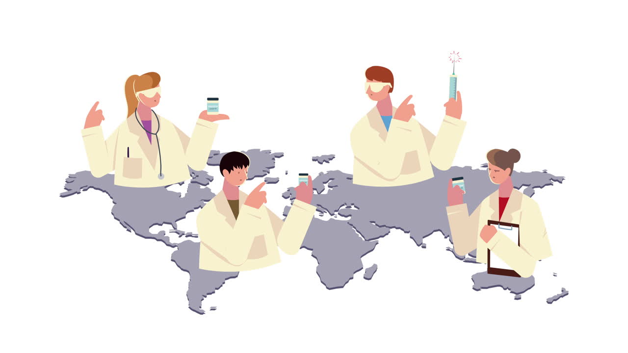 медицинские сотрудники с вакциной на планете земля
