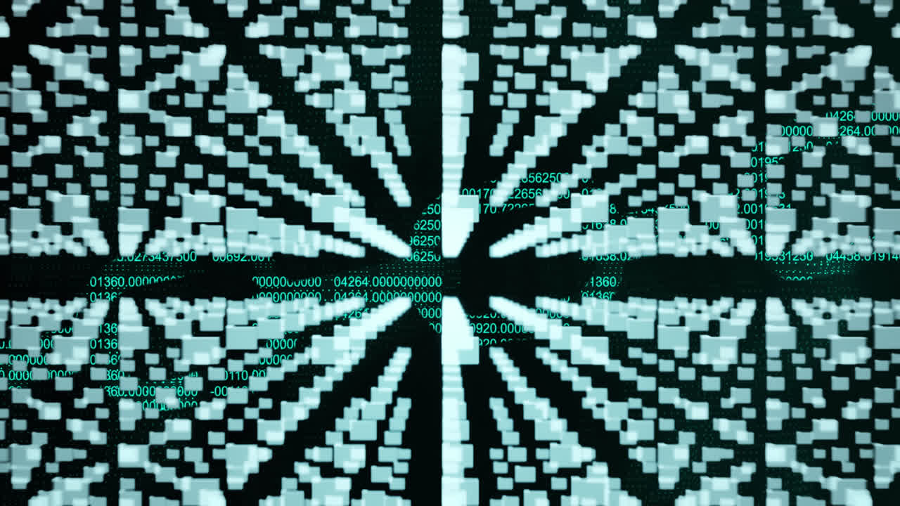 Files icons forming security padlock icon and data processing against black background