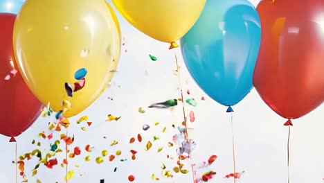 colorful balloons and confetti for a festive celebration