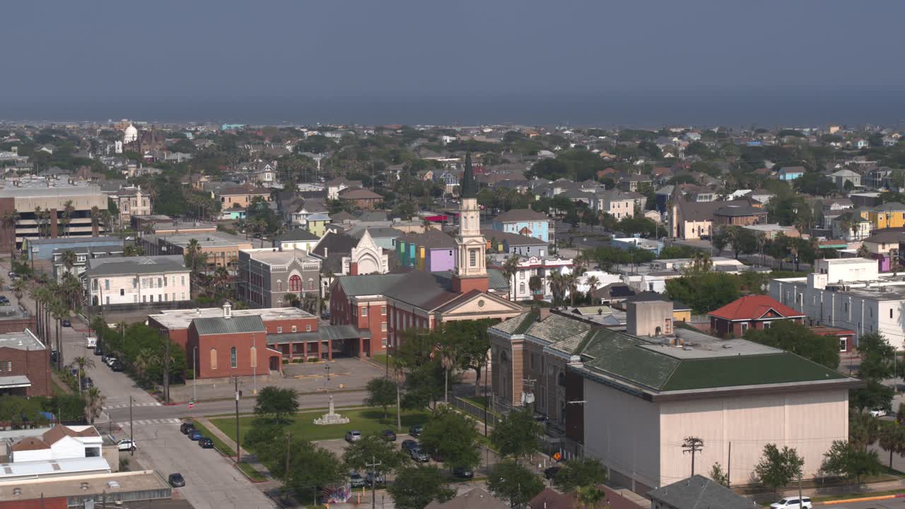 aerial de los vecindarios de galveston, texas