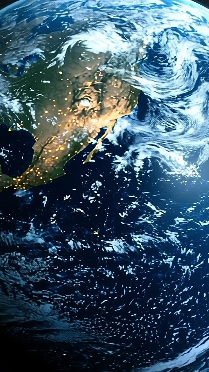 Planet Earth seen from space at night. Earth illuminated by city lights, viewed from space, showcasing the beauty of our planet at nighttime.