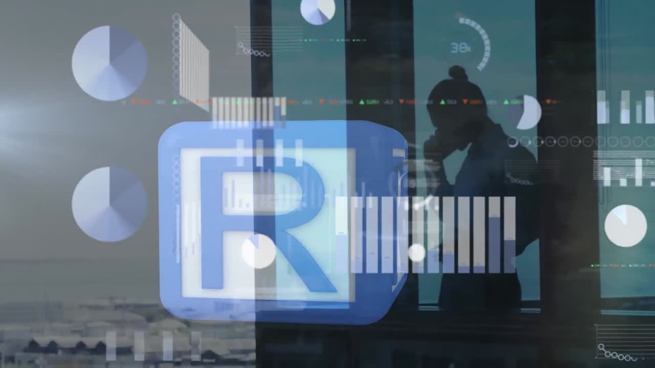 animación del procesamiento de datos financieros y las estadísticas