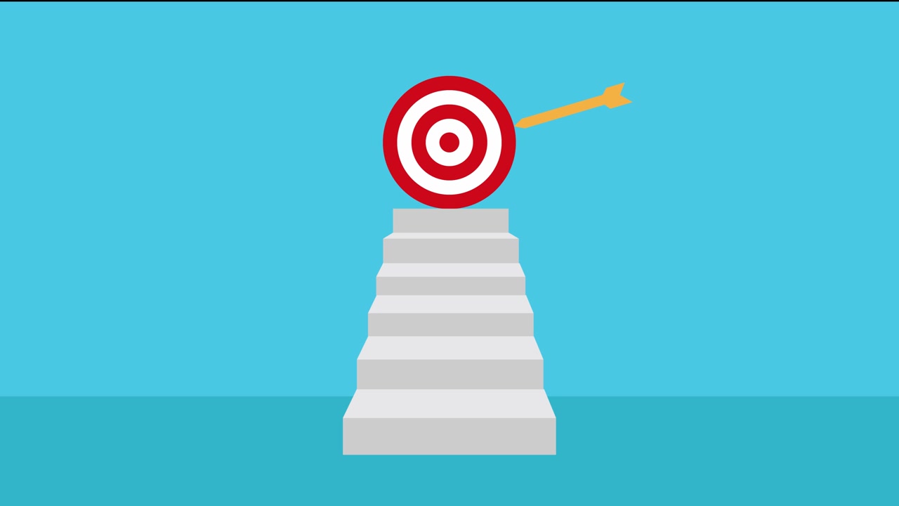 Arrow Hits Bullseye on Target at Top of Stairs