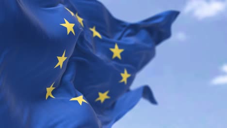 the flag of the european union flapping in the wind