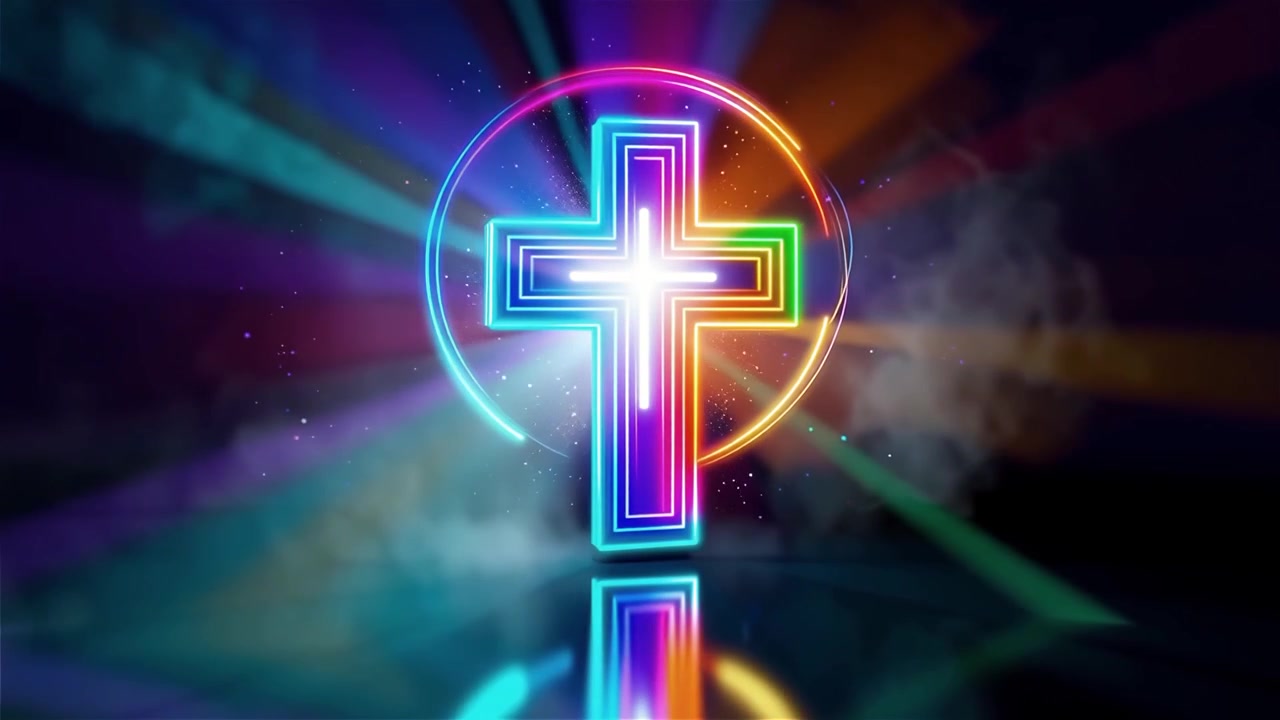 Croce Cristiana Luce Celestiale Sfondo per il Culto.