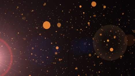 animación de rayos de sol y puntos dorados que caen sobre un fondo negro
