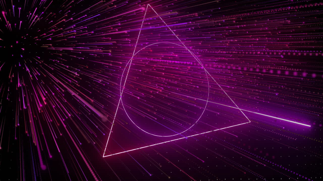 Animazione di forme al neon in movimento su scie luminose