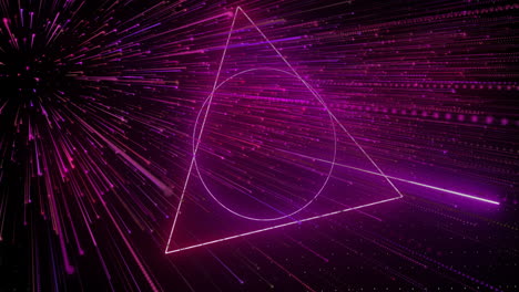 animation of neon shapes moving over light trails
