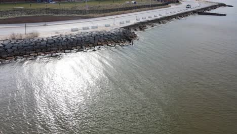 sparkling water on the shores of lake michigan in early spring