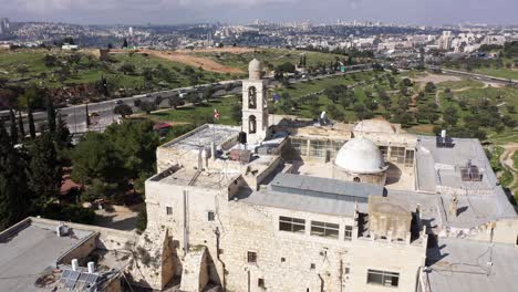 mar elias monastery and jerusalem in background, aerial view