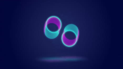 Animation-of-neon-circles-moving-on-blue-background