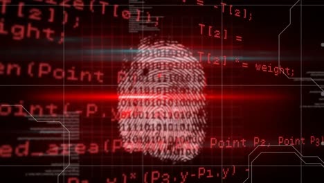 Fingerprint-scanner-and-data-processing-against-red-background