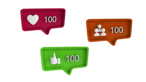 iconos con un número creciente en las redes sociales