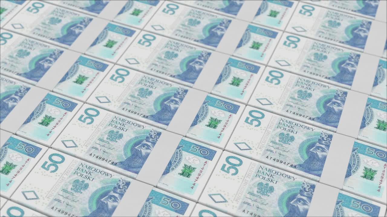 50 폴란드 슬로티 지폐는 돈 프레스에 의해 인쇄되었습니다.