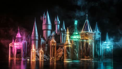 hogwarts castle and potions - fantasy scene