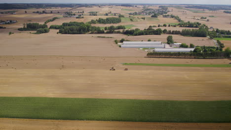 aerial view over rural harvest field