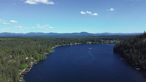 Idyllic-Scenery-Of-Twin-Lakes-In-Kootenai-County,-Idaho---aerial-drone-shot