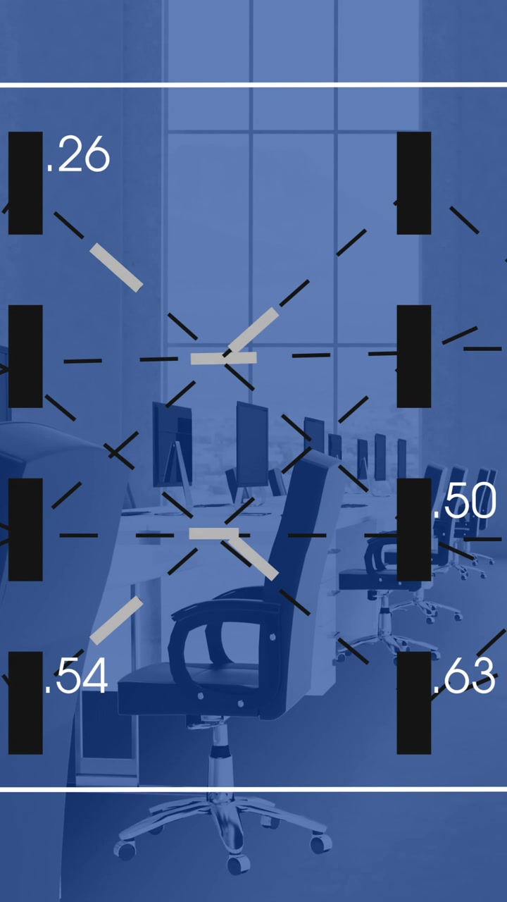 Animation of data processing over work station in office
