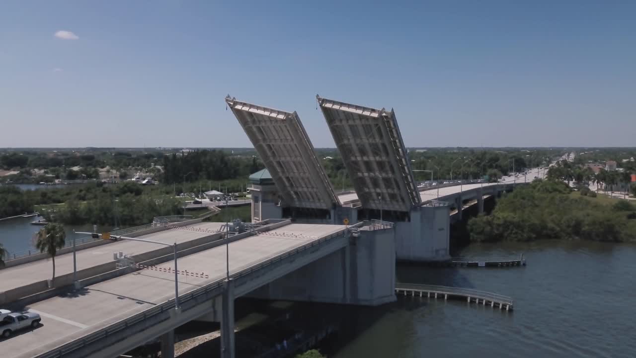 Aerial Footage of Draw Bridge on Indiantown Road in Jupiter Florida