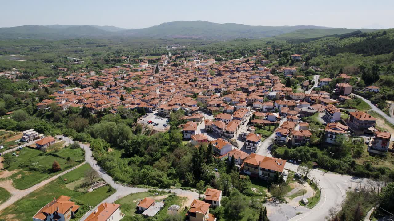 Arnaia Halkidiki Greece, Mountain Village Aerial Panoramic View,