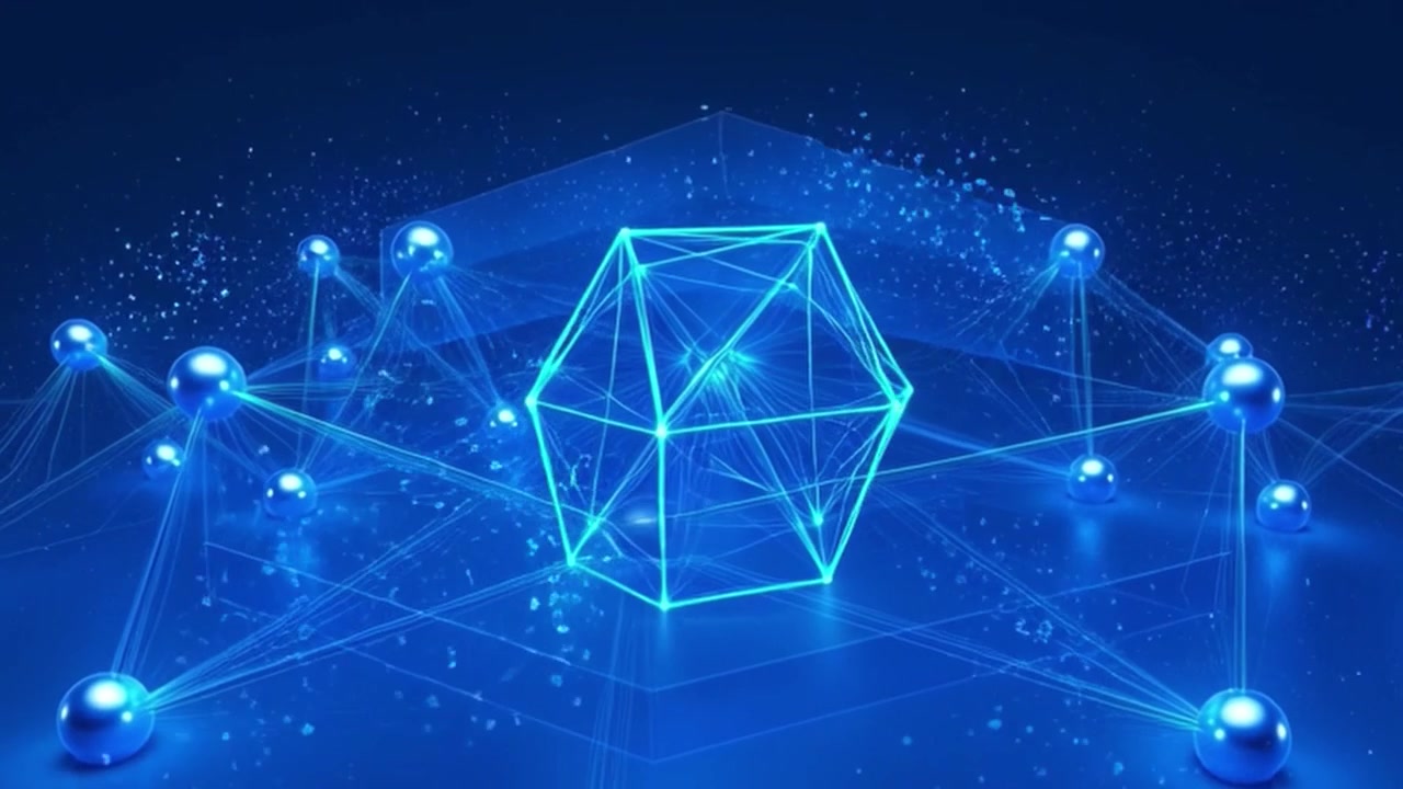 Abstract Digital Network Connecting Nodes and Forming a Geometric Shape
