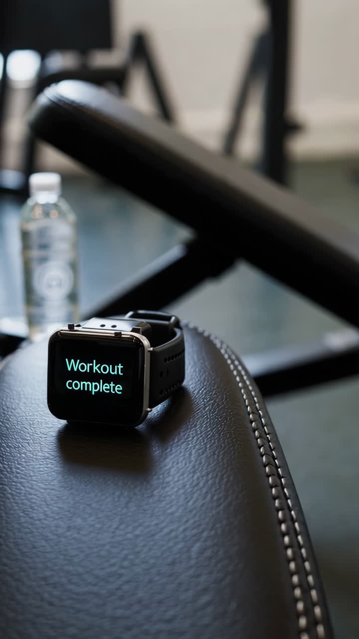 Allenamento completato su smartwatch in palestra