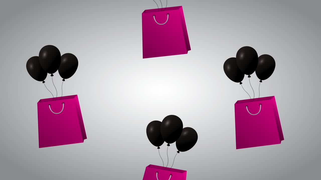 헬 풍선과 쇼핑 가방을 가진 판매 클리어런스 광고 포스터