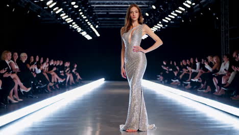 fashion show: stunning silver sequin gown