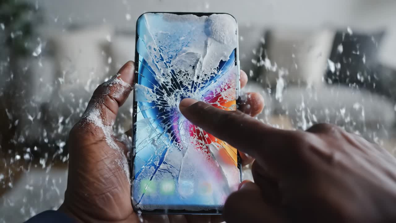 Pantalla agrietada del teléfono inteligente