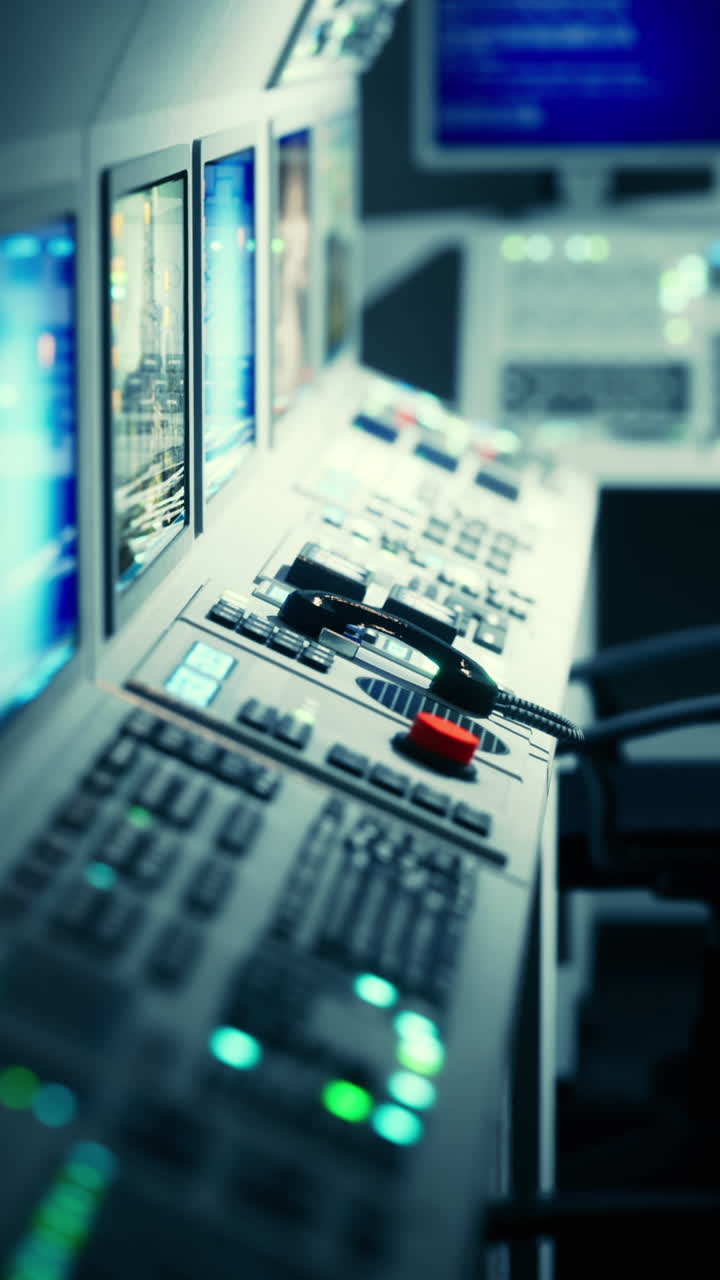 sala de control con monitores y consola