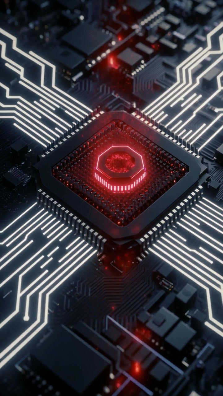 Digital processorchip aktiveres med glødende datastrømme på printplade