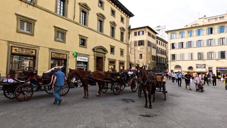 carriages and people in florence city square