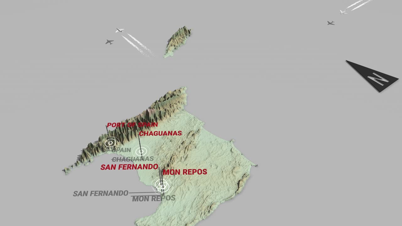 3d 지형 지도 트리니다드 토바고