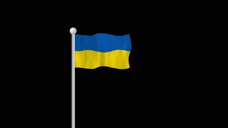 ukrainian flag flying in front of black background